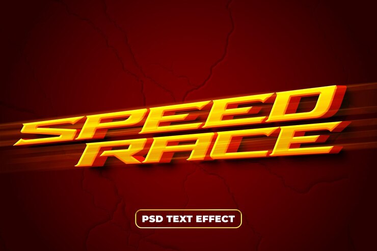 PSD efeito de texto 3d de corrida de velocidade