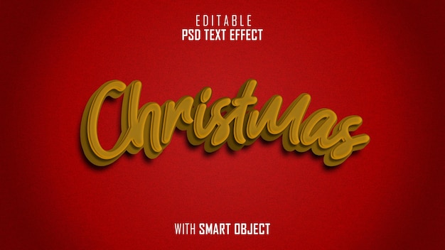 efeito de texto 3D de estilo natal