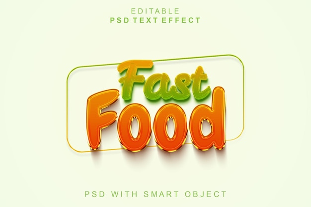 Efeito de texto 3D de fast food