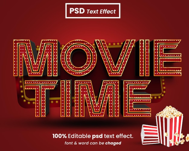 PSD efeito de texto 3d de filme