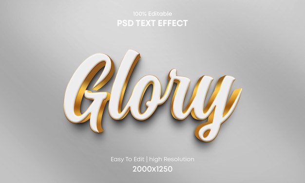 PSD efeito de texto 3d de glória