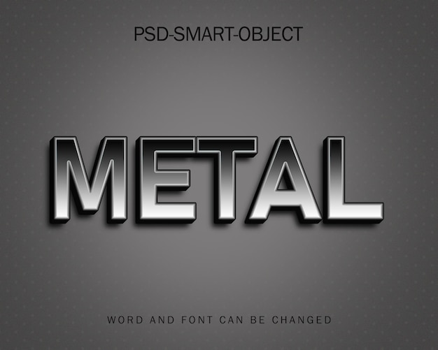 Efeito de texto 3d de metal