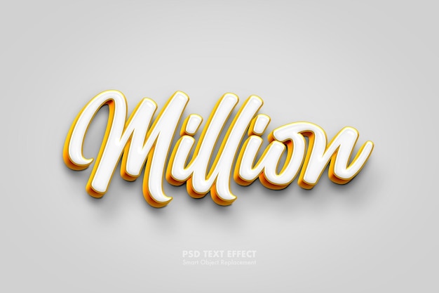 Efeito de texto 3d de milhões de ouro com fundo cinza