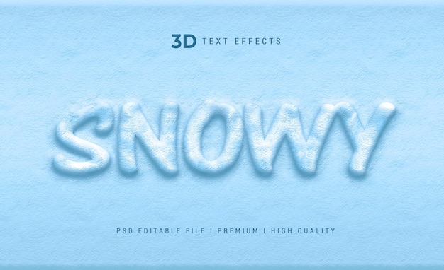 Efeito de texto 3D de neve