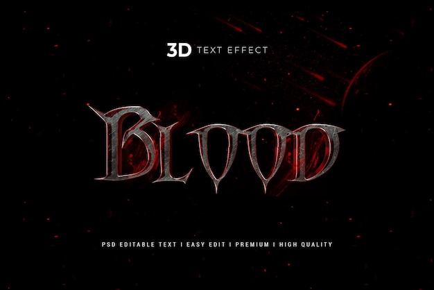 Efeito de texto 3D de sangue