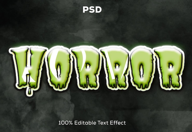 PSD efeito de texto 3d de terror