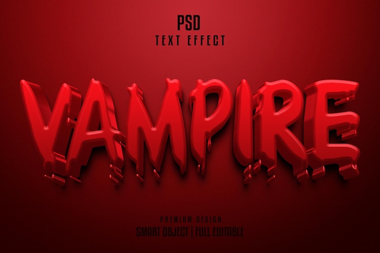 PSD efeito de texto 3d de vampiro