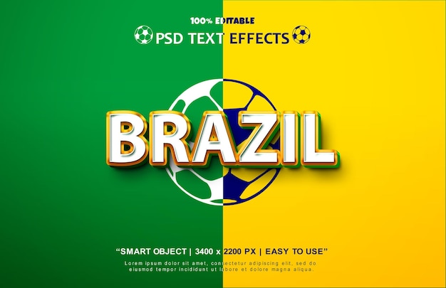 PSD efeito de texto 3d do brasil