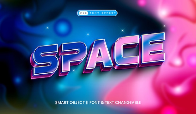 Efeito de texto 3D do Cartoon Space