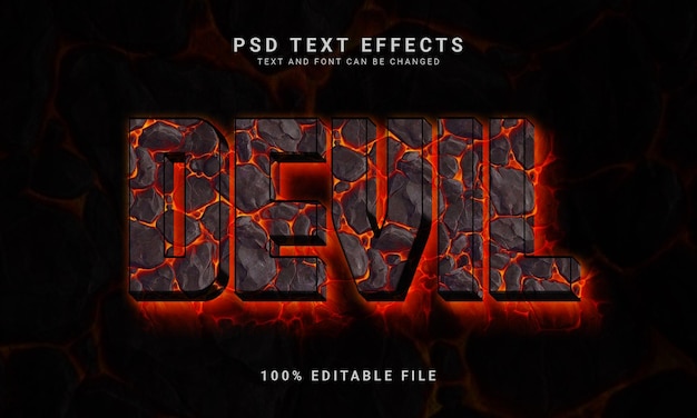 Efeito de texto 3d do diabo estilo lava