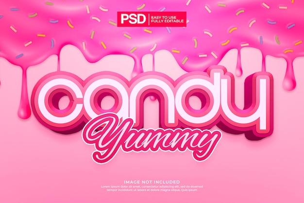 Efeito de texto 3d doce rosa
