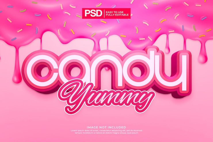 PSD efeito de texto 3d doce rosa