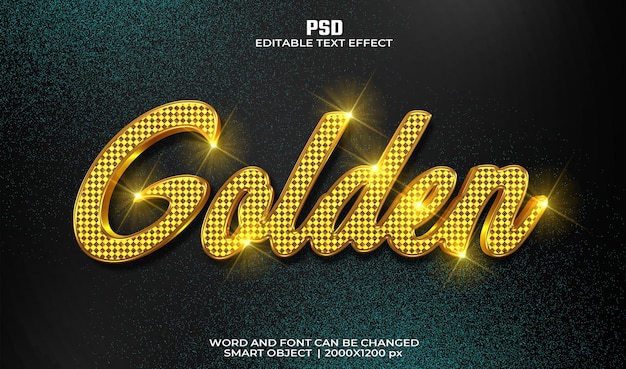 Efeito de texto 3D dourado