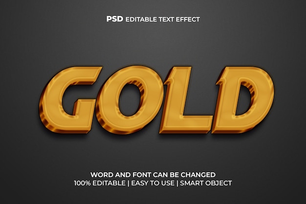 Efeito de texto 3D dourado