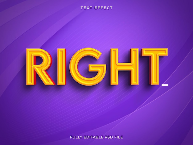 Efeito de texto 3D editável à direita