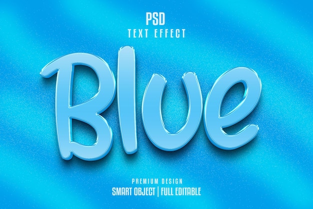 Efeito de texto 3D editável azul