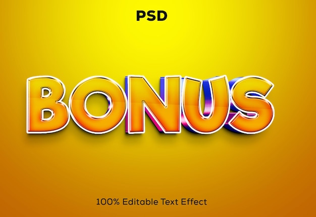 Efeito de texto 3D editável de bônus