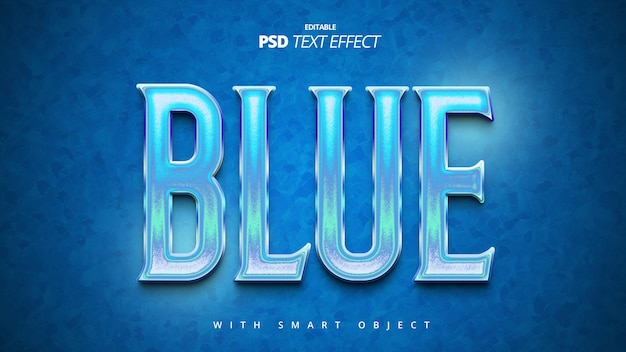 Efeito de texto 3D editável de gelo azul frio