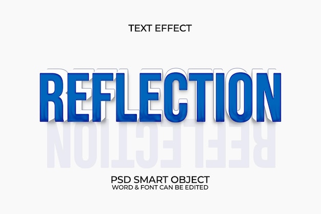 PSD efeito de texto 3d editável de reflexão