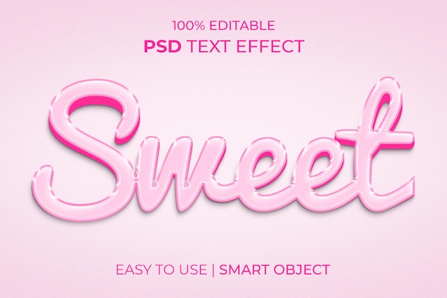 PSD efeito de texto 3d editável doce