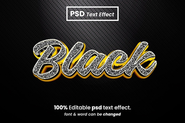 Efeito de texto 3d editável em preto