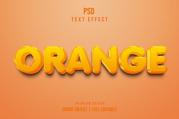 Efeito de texto 3D editável laranja