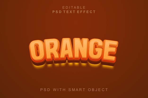 Efeito de texto 3D editável laranja