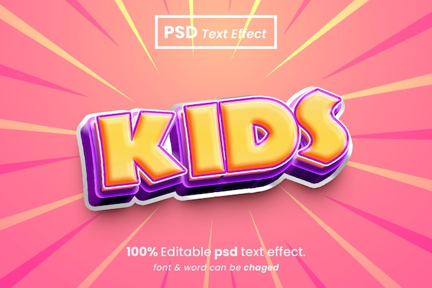 Efeito de texto 3D editável para crianças