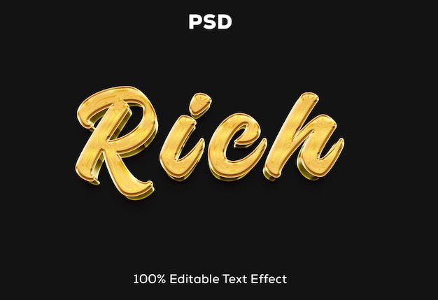 Efeito de texto 3d editável rico