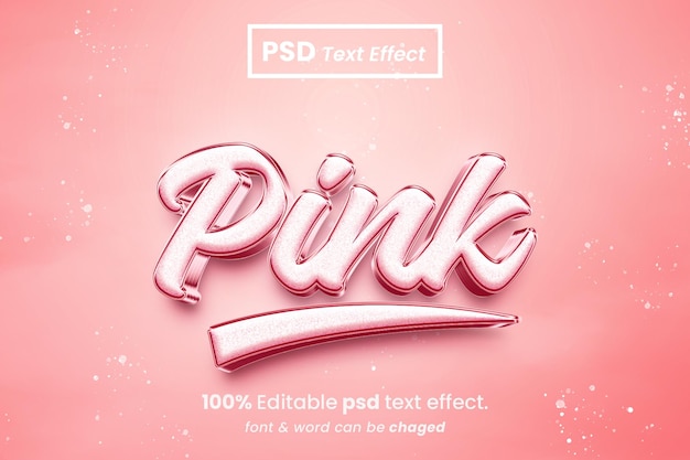 Efeito de texto 3d editável rosa