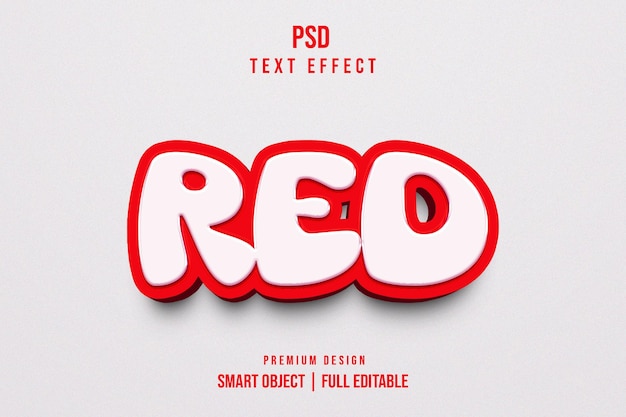 Efeito de texto 3d editável vermelho