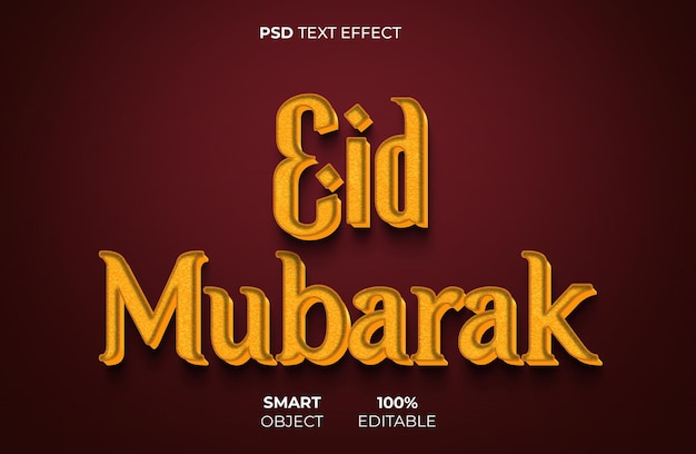 Efeito de texto 3d eid mubarak