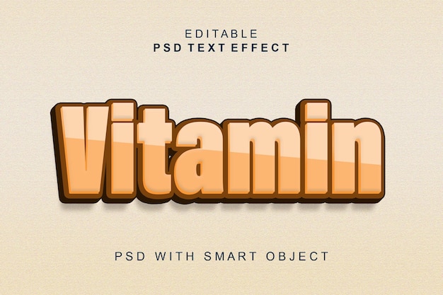 Efeito de texto 3d estilo vitamina