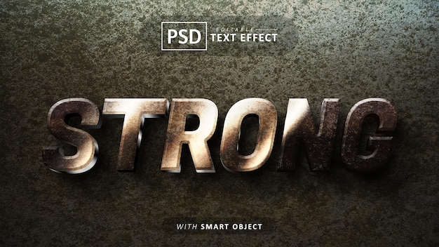 PSD efeito de texto 3d forte editável