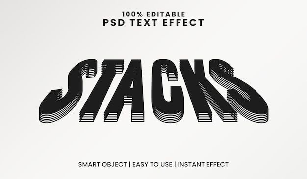 Efeito de texto 3D isométrico empilhado editável com profundidade de sombra