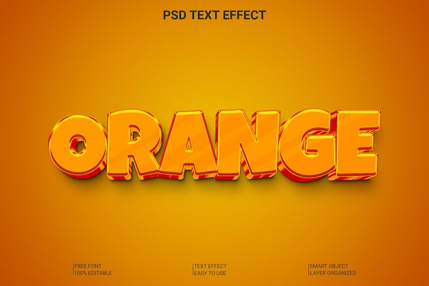 Efeito de texto 3D laranja editável