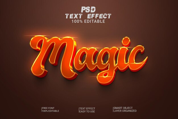 Efeito de texto 3d mágico Um cartaz que diz magia nele