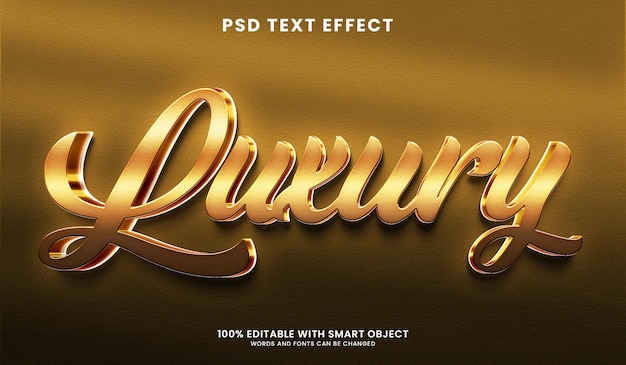 Efeito de texto 3d metálico de luxo