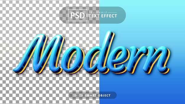 Efeito de texto 3d moderno azul editável