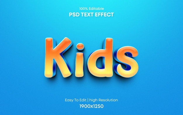 Efeito de texto 3d para crianças