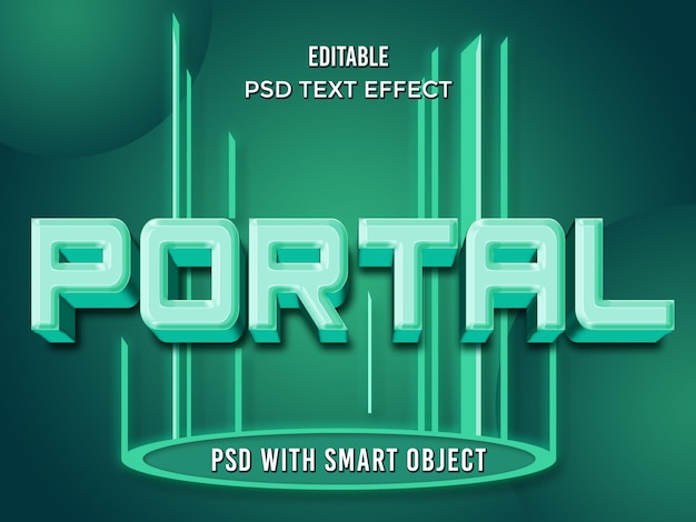 PSD efeito de texto 3d portal green tosca