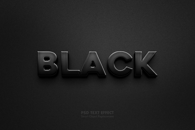 PSD efeito de texto 3d preto com textura