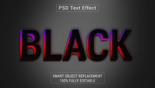 Efeito de texto 3D preto editável