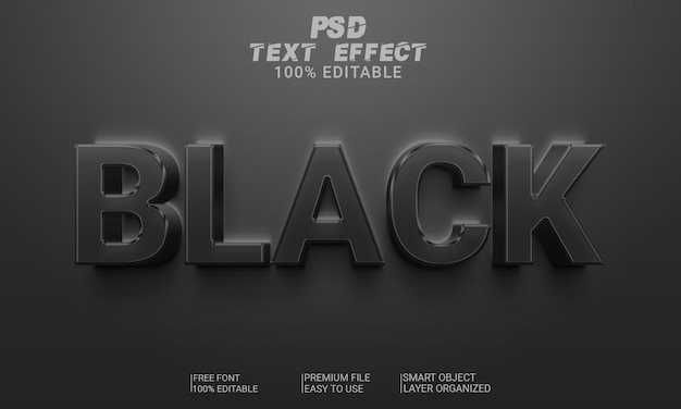 Efeito de Texto 3D Preto