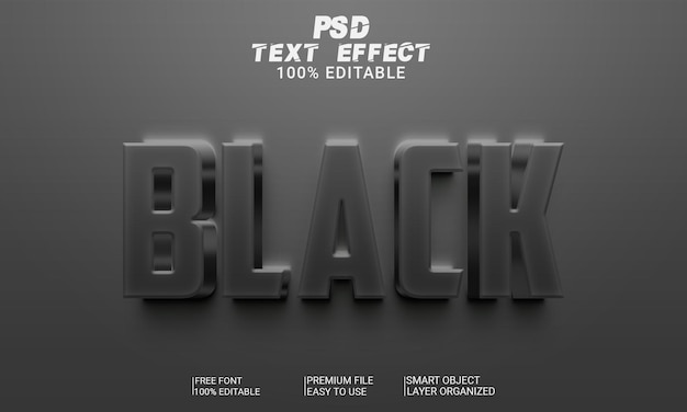 Efeito de texto 3d preto