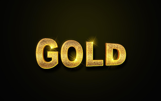 Efeito de texto 3D PSD dourado totalmente editável