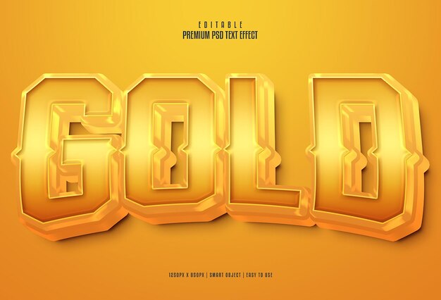 Efeito de texto 3d psd premium editável em ouro