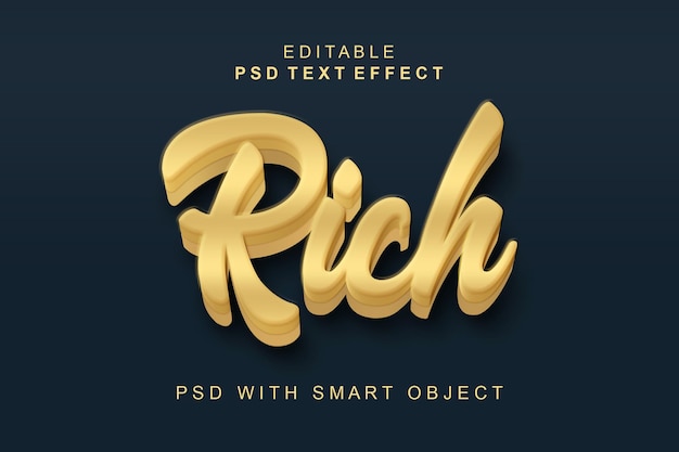 Efeito de texto 3d rico