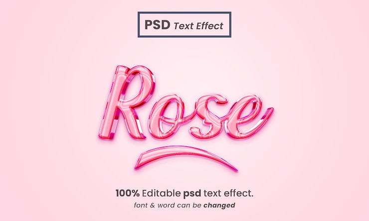 Efeito de texto 3d rosa de amor