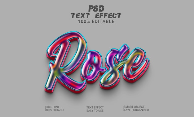 Efeito de texto 3d rosa